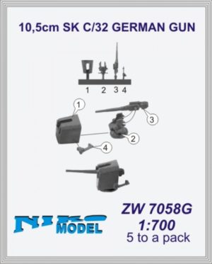 Niko Model 1:700 10.5cm SK C/32 German Gun (5 to a pack)