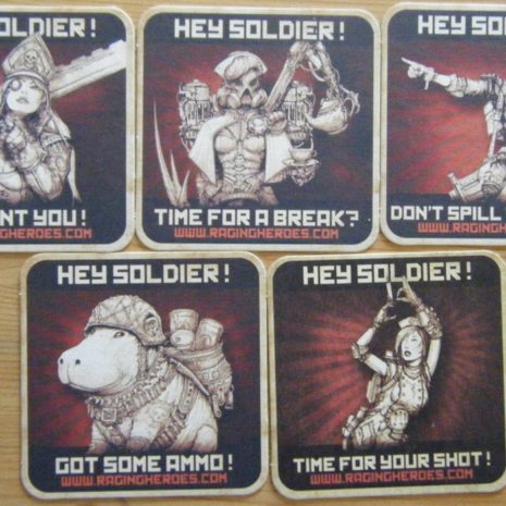 Raging Heroes Coasters Drink Mats 1st Edition Set of 5