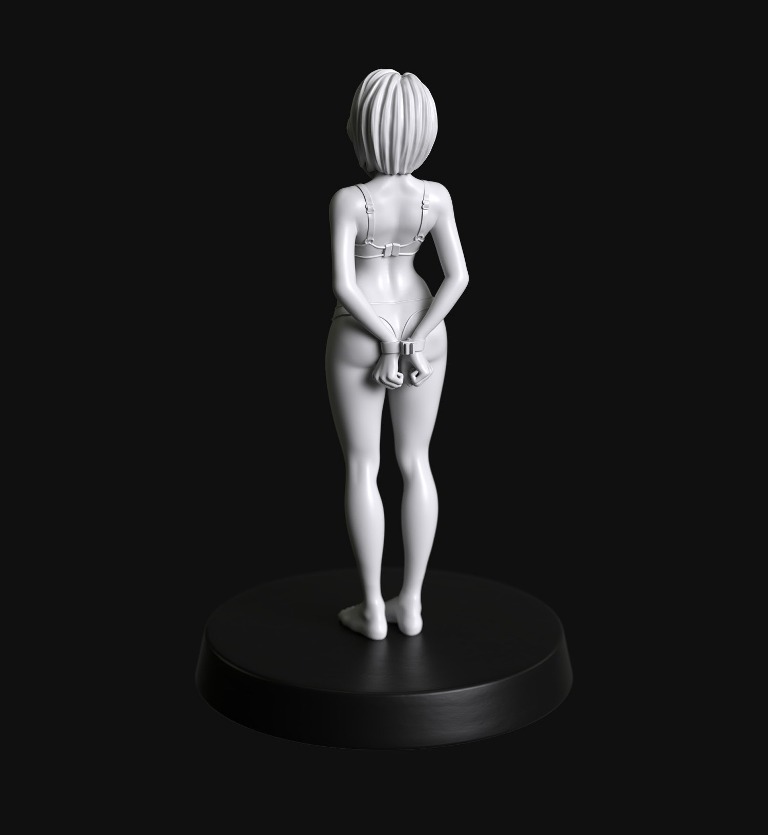 Manufaktura Miniatures Bound Short Haired Female Submissive Tied Standing in Underwear