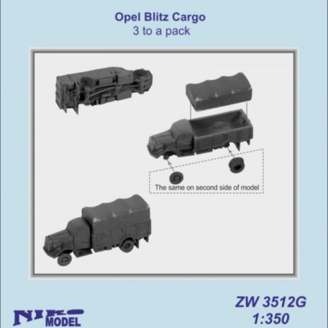 Niko Model 1:350 Opel Blitz 3.6-6700A 4 x 4 German Cargo Truck (3 to a pack)