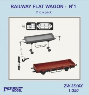 Niko Model 1:350 Railway Flat Wagon No2 (2 to a pack)