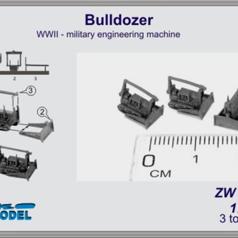 Niko Model 1:350 Bulldozer WWII Military Engineering Machine (3 to a pack)