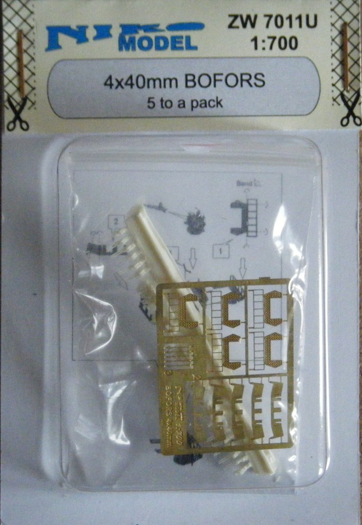 Niko Model 1:700 4 x 40mm Bofors with Photo Etch (5 to a pack)