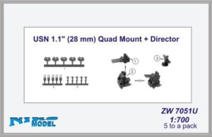 Niko Model 1:700 USN 1.1" (28mm) Quad Mount and Director (5 to a pack)