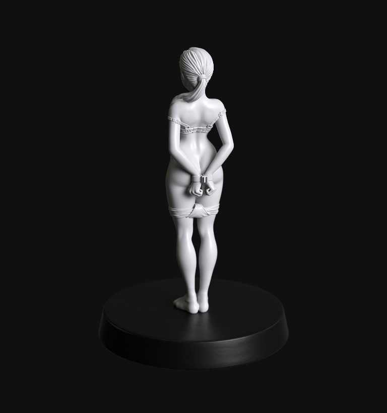 Manufaktura Miniatures Bound Undressed Female Submissive Tied Standing