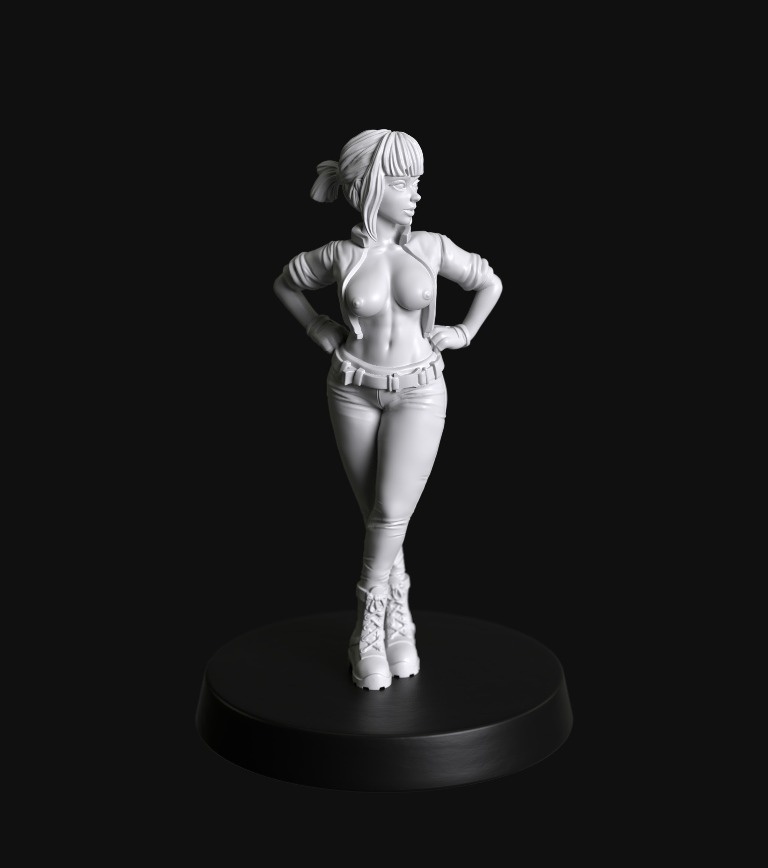 Manufaktura Miniatures Topless Cyborg Police Officer with Hands on Hips
