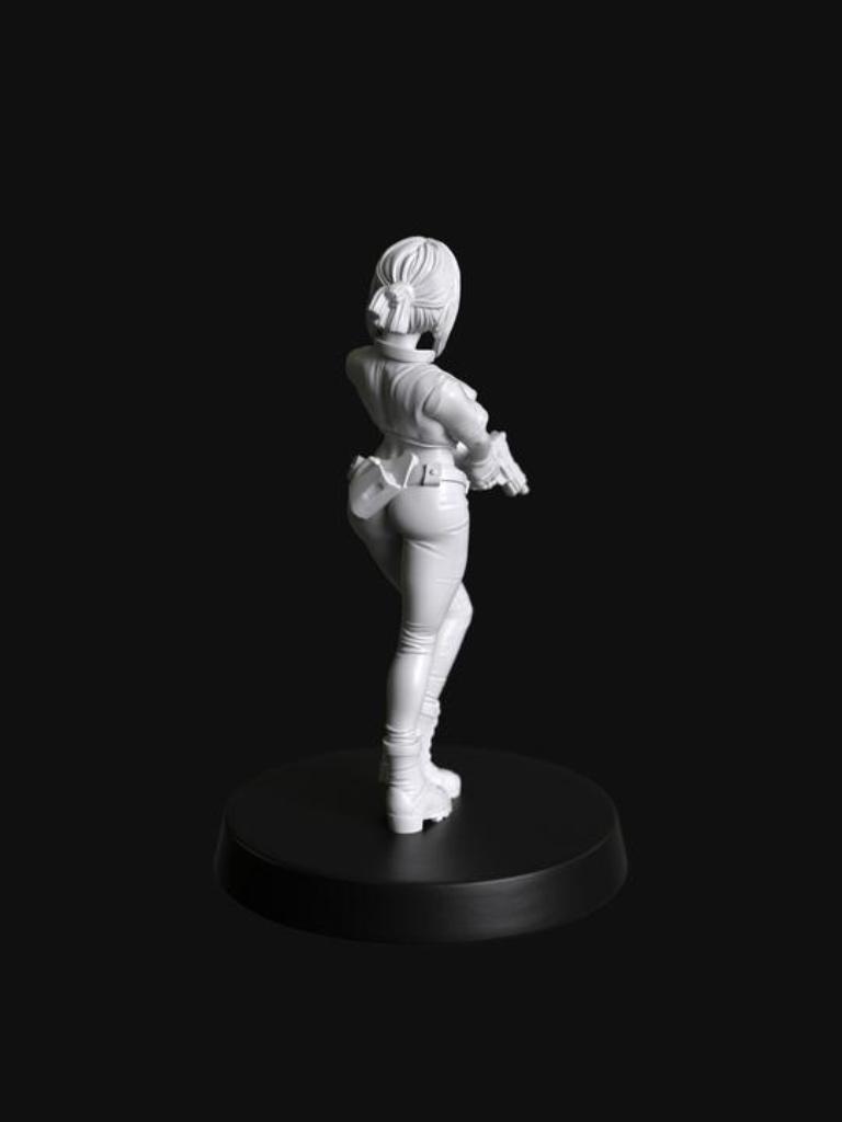 Manufaktura Miniatures Topless Cyborg Police Officer Pointing Gun Down