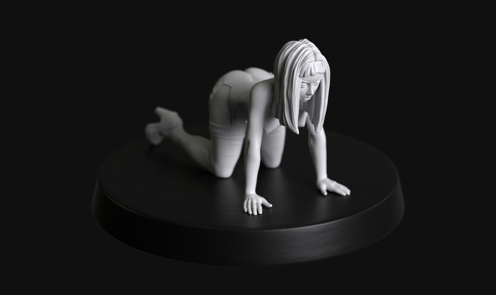Manufaktura Miniatures Female Submissive Naked on All Fours Wearing Stockings