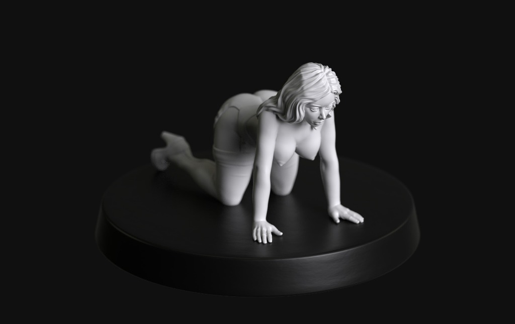 Manufaktura Miniatures Busty Female Submissive Naked on All Fours Wearing Stockings