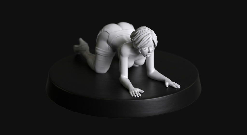Manufaktura Miniatures Female Nude Submissive on Hands and Knees Wearing Shoes