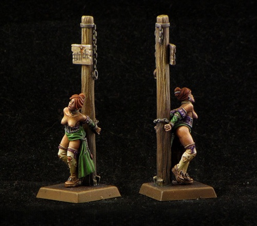 Brother Vinni Miniatures 28mm Topless Girl at Stake Pillory