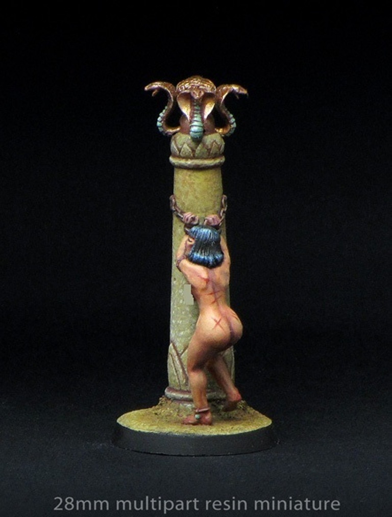 Brother Vinni Miniatures 28mm Egyptian Girl Chained To Column Decorated With Snakes