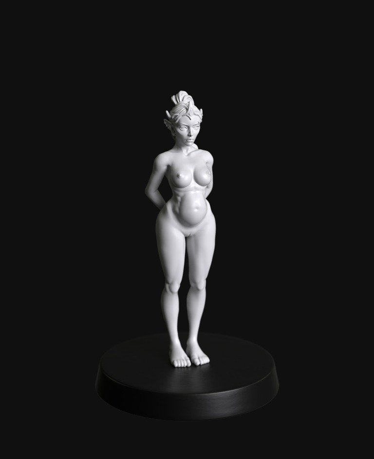 Manufaktura Miniatures Naked Bound Pregnant Shadow Elf Submissive #