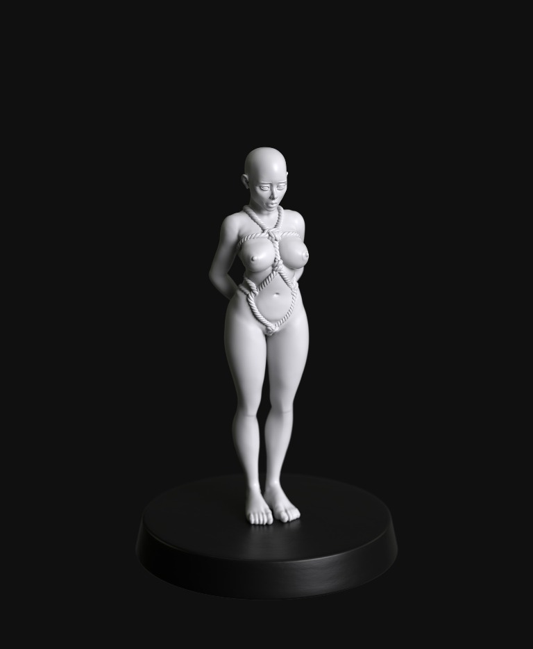 Manufaktura Miniatures Naked Bald Female Submissive Shibari Japanese Rope Tied #