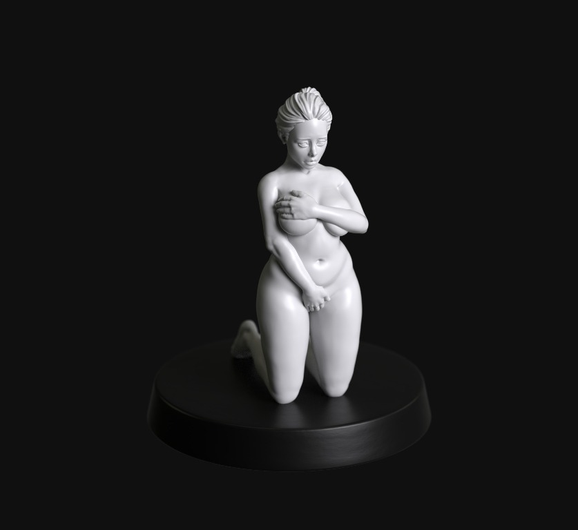 Manufaktura Miniatures Nude Shy Chubby Female Submissive on Knees #