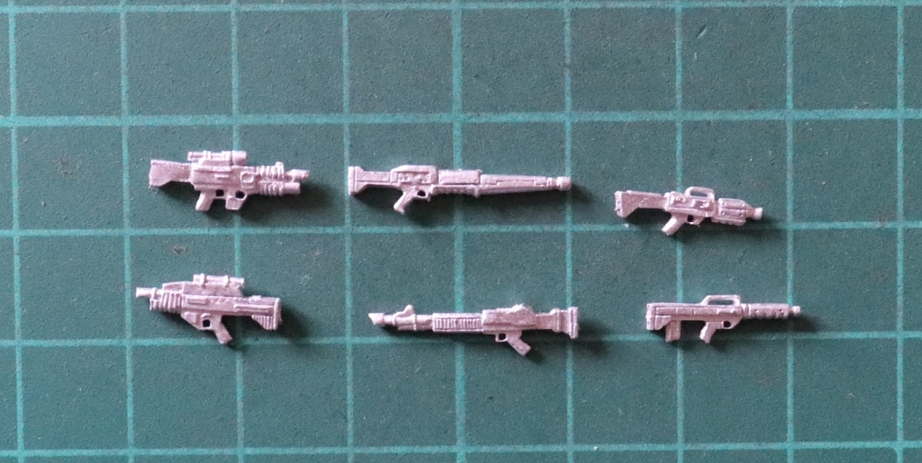 Denizen Miniatures 25mm Science Fiction Weapons Pack (six assorted weapons - five rifles plus one heavier gun)