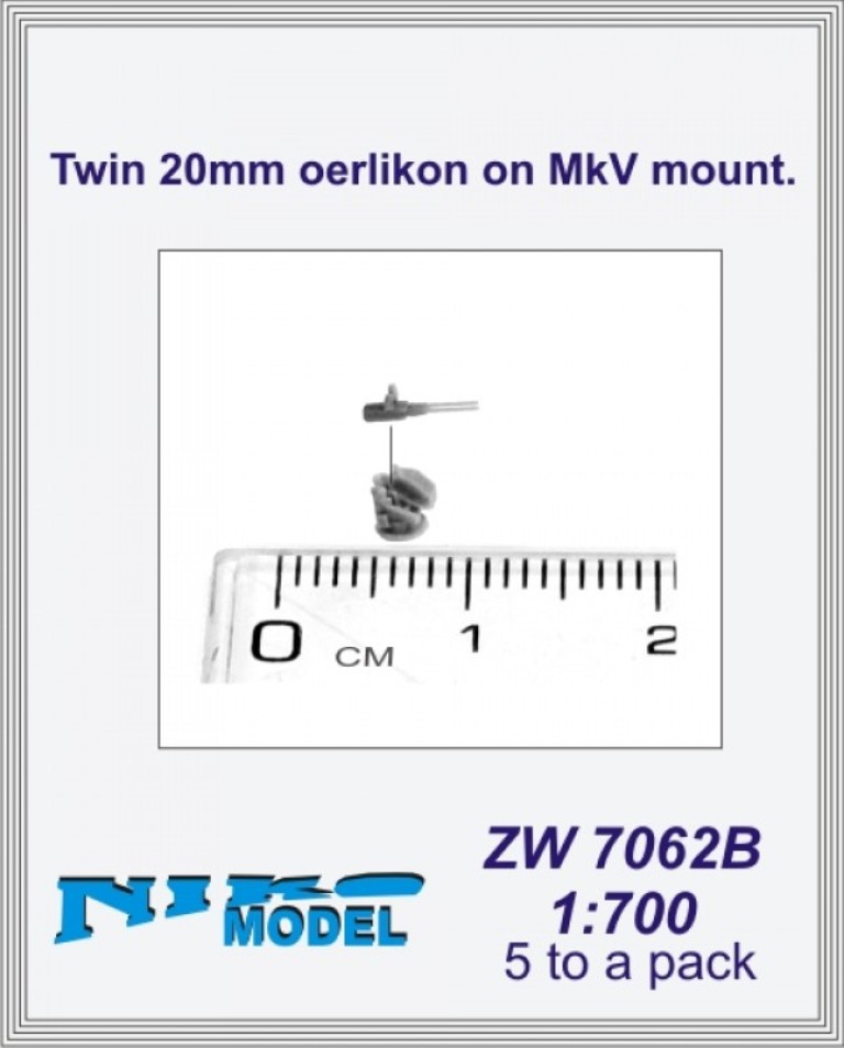Niko Model 1:700 Twin 20mm Oerlikon Mk V Mount (5 to a Pack) - Figures ...